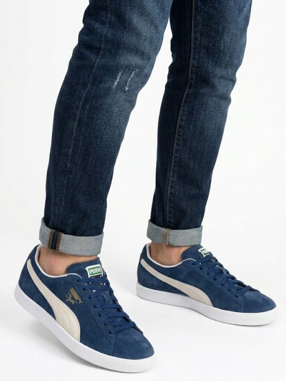 Puma Suede Classic Navy Blue White Low Top Retro Sneakers Men’s 9